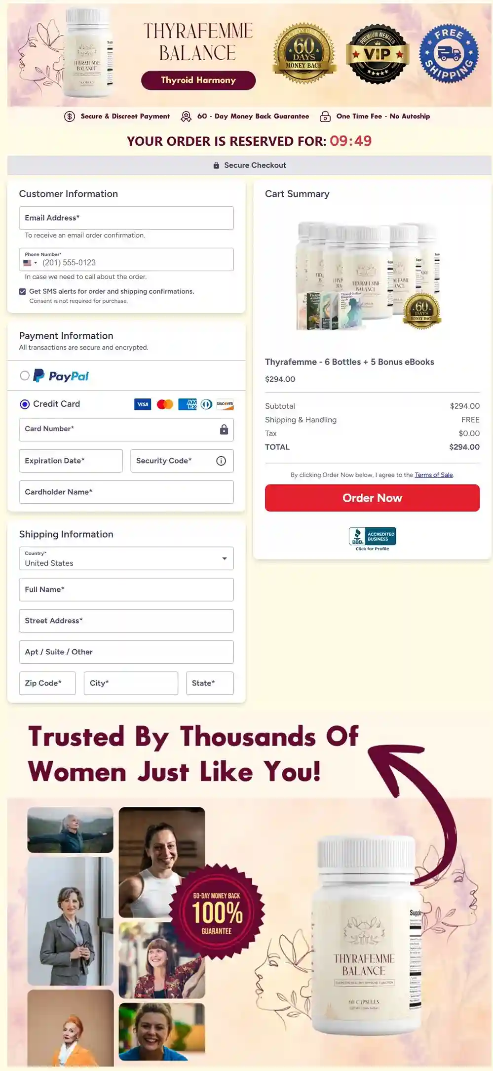 Thyrafemme Checkout Page